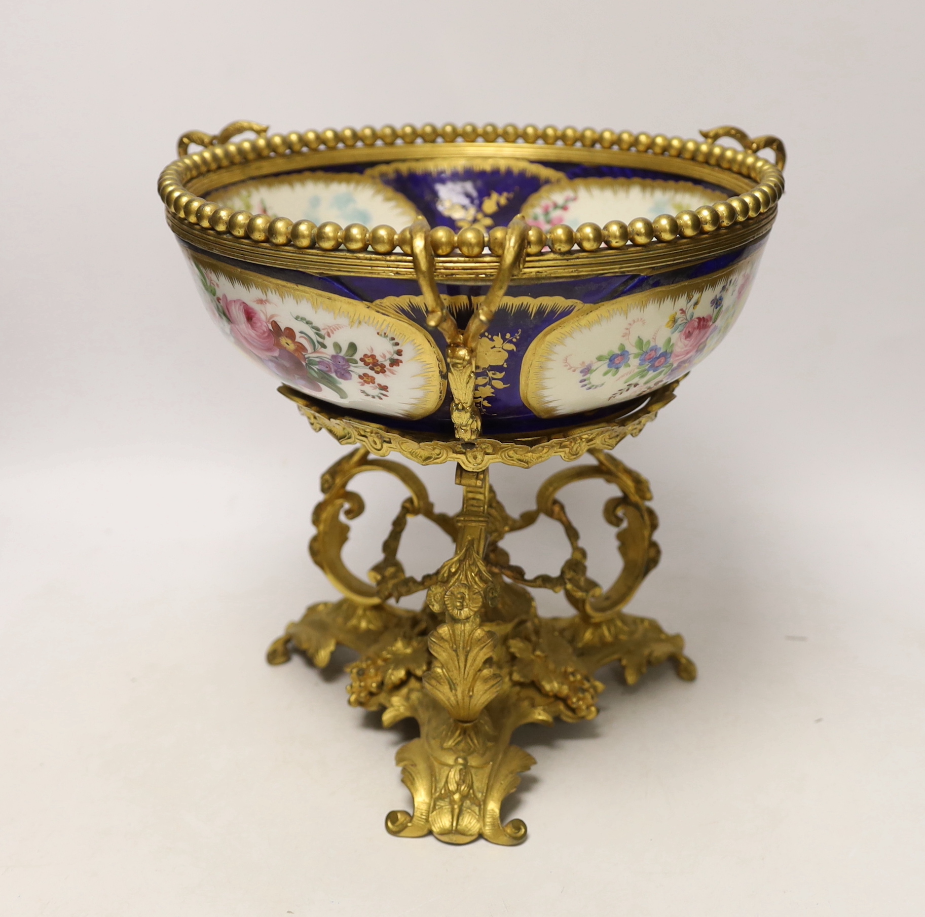 A 19th century ormolu mounted Sevres style porcelain bowl, 25cm